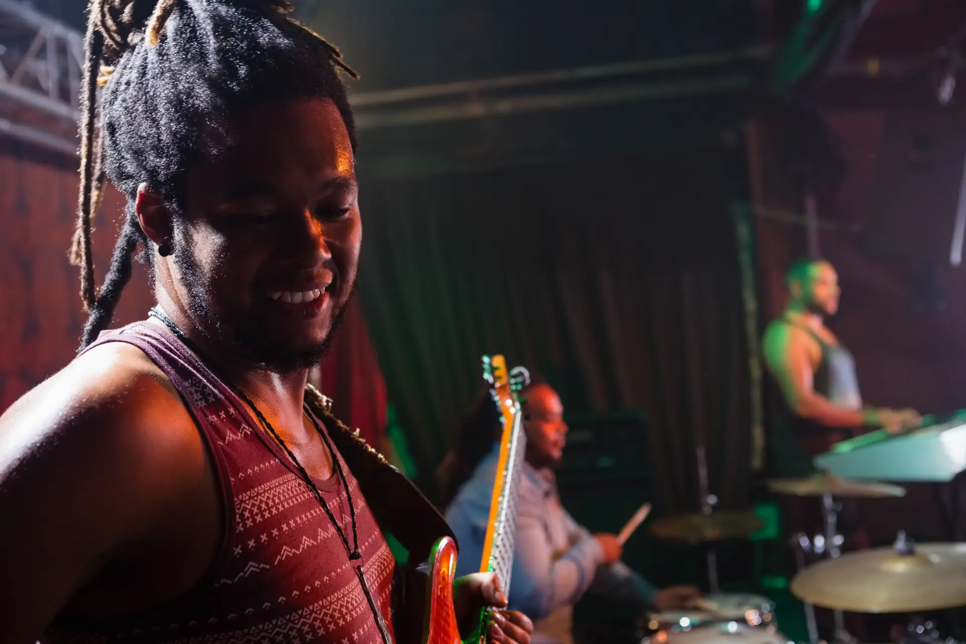 Band performing on stage at nightclub